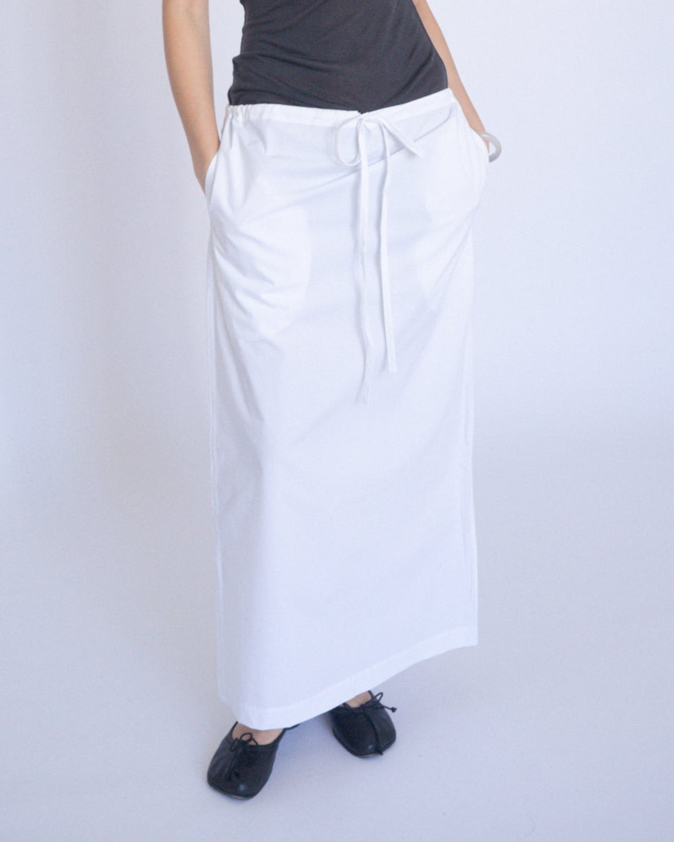 Drawstring Maxi Skirt White