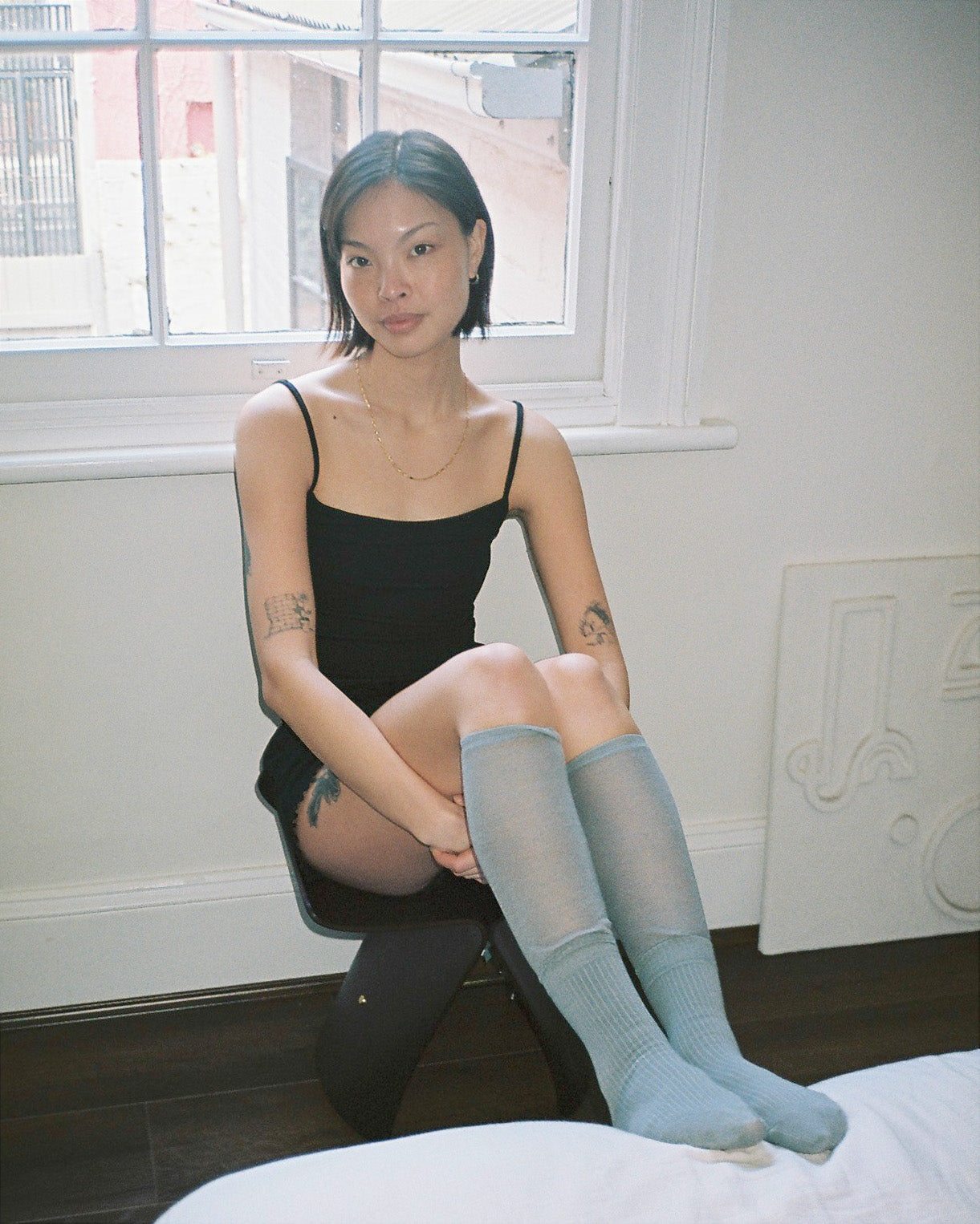 Knee Layered Socks Charcole Grey