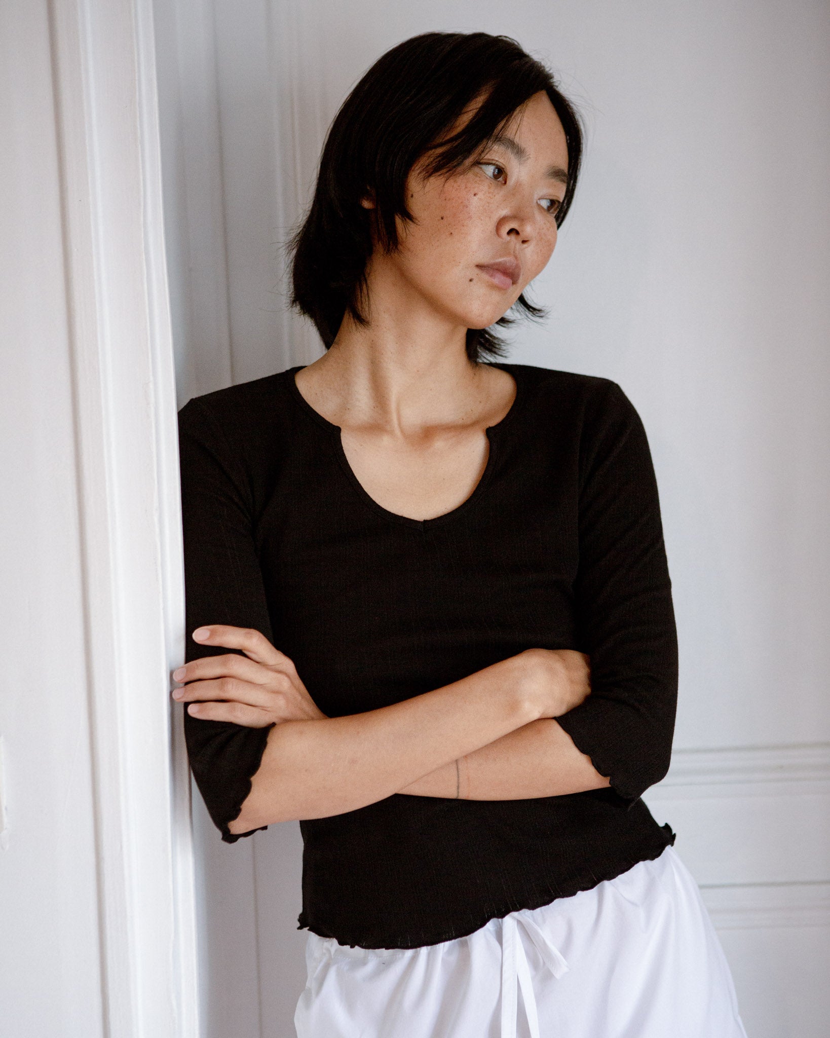 Drawstring Midi Skirt White