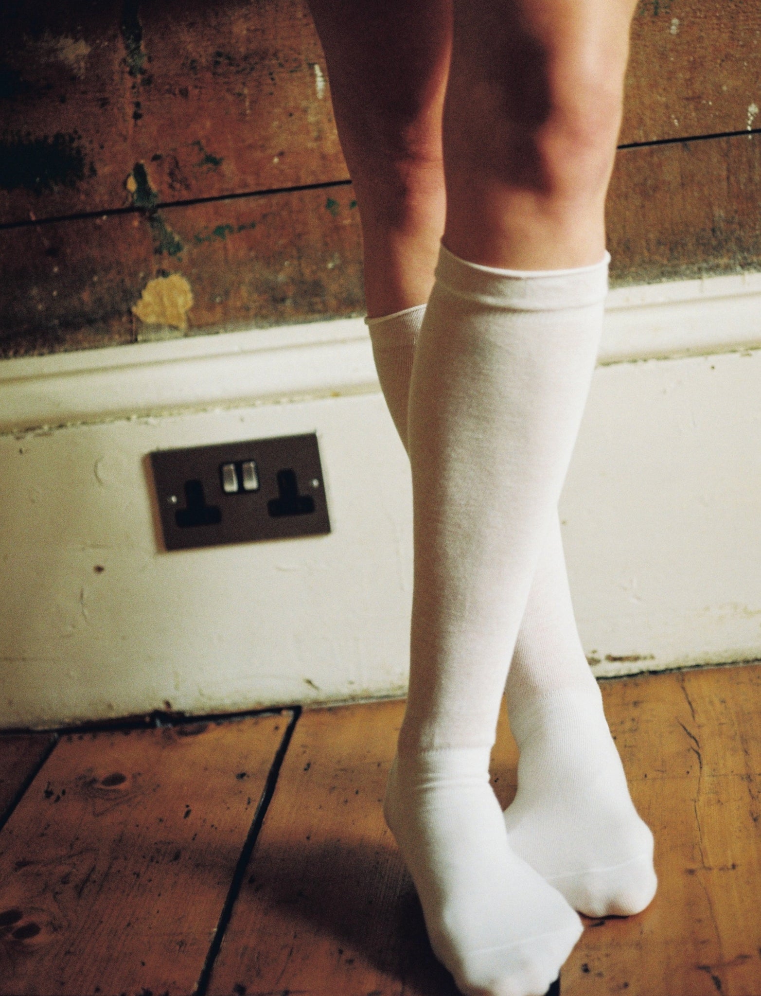 Cotton Sheer Knee Socks White