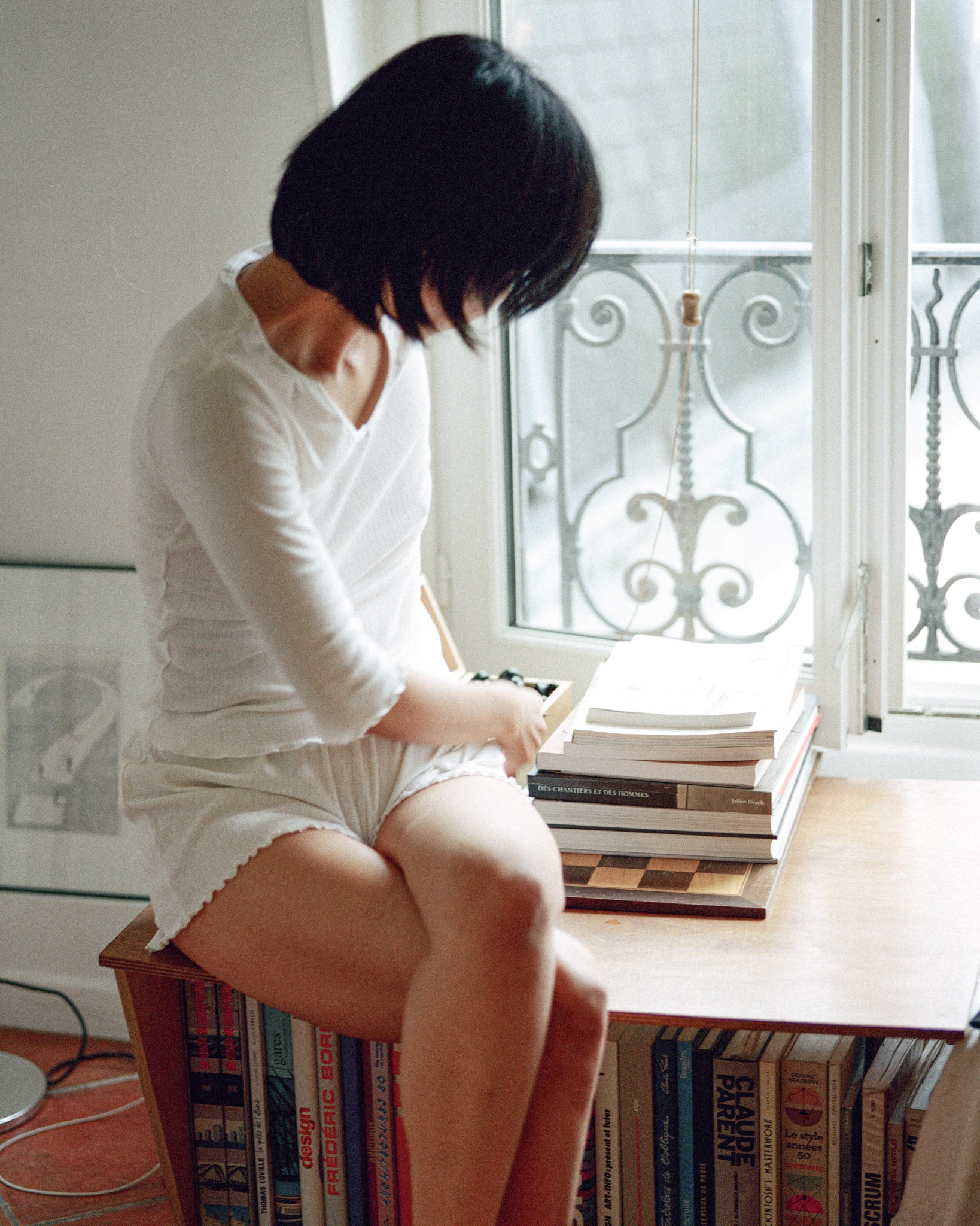 Pointelle Half-Sleeve Top Cream