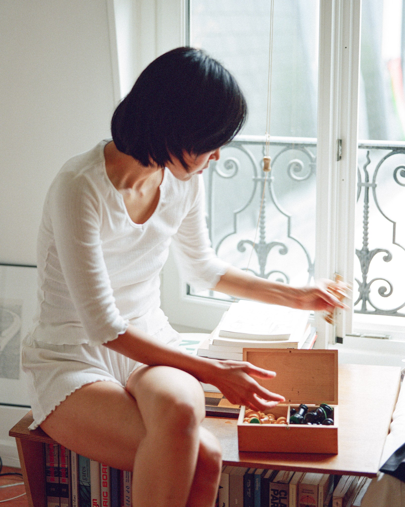 Pointelle Half-Sleeve Top Cream