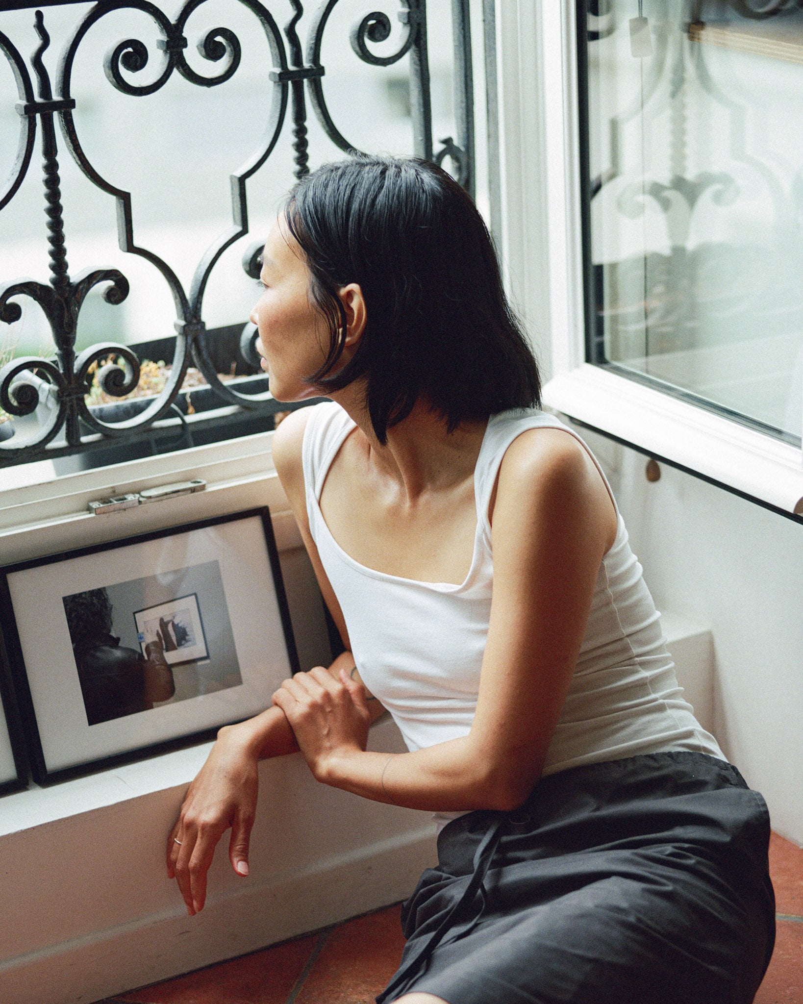 Scoop Neck Tank Top White