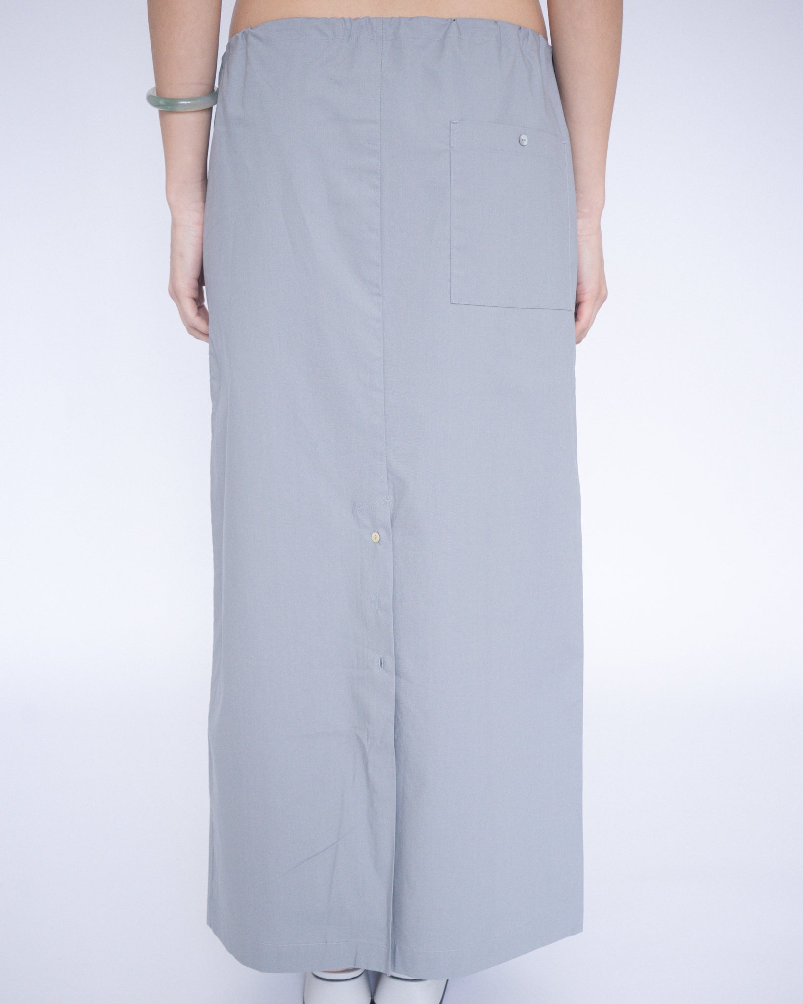 Drawstring Maxi Skirt Silver Grey