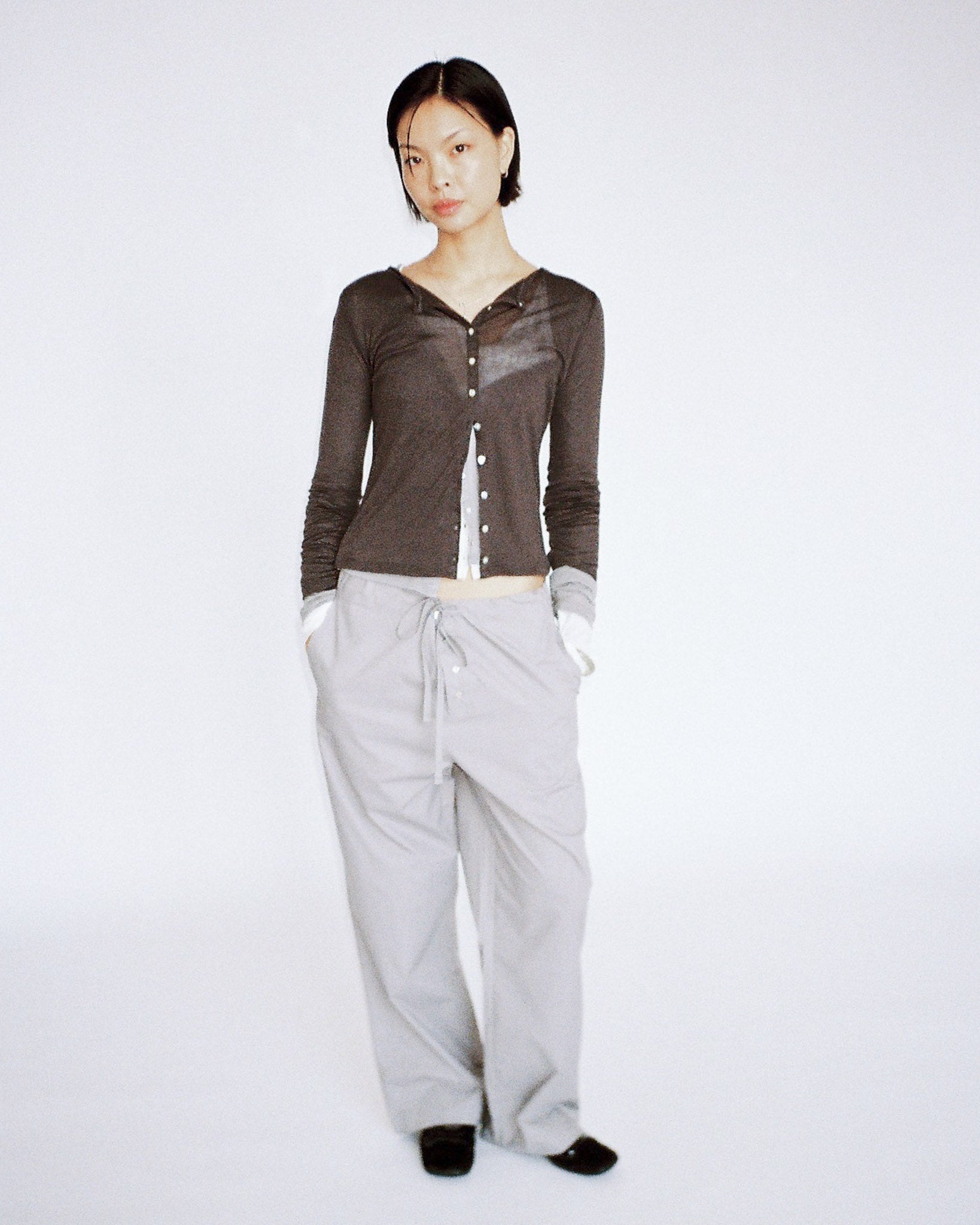 Sheer Cardigan Charcoal Grey