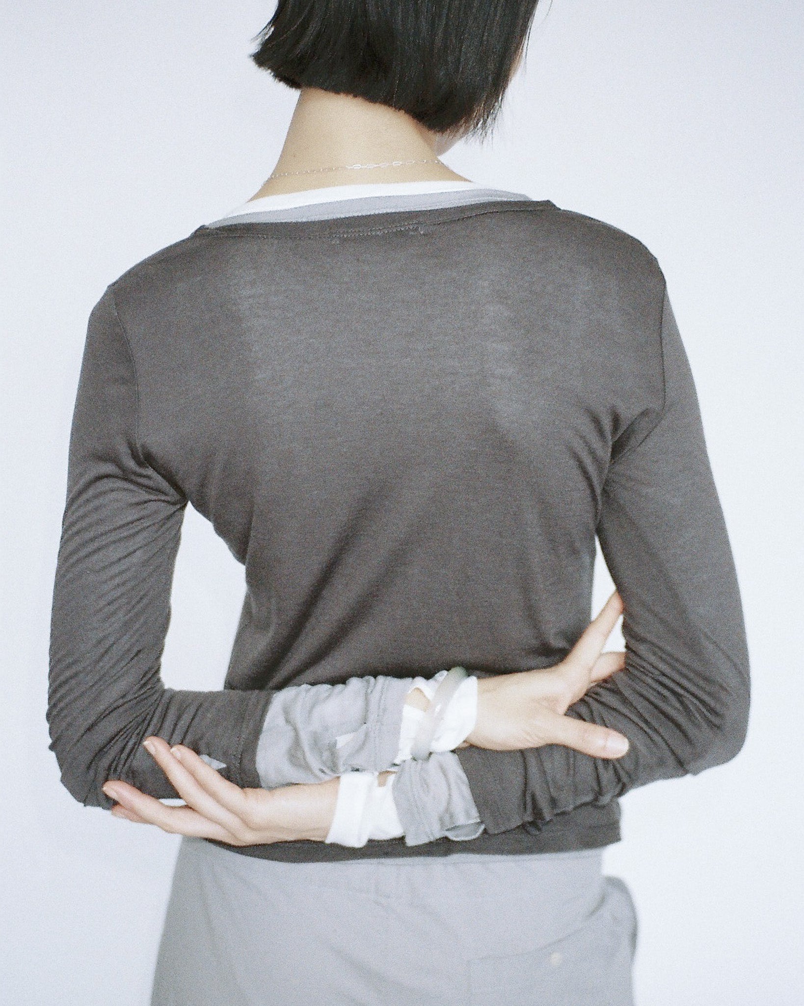 Sheer Cardigan Charcoal Grey