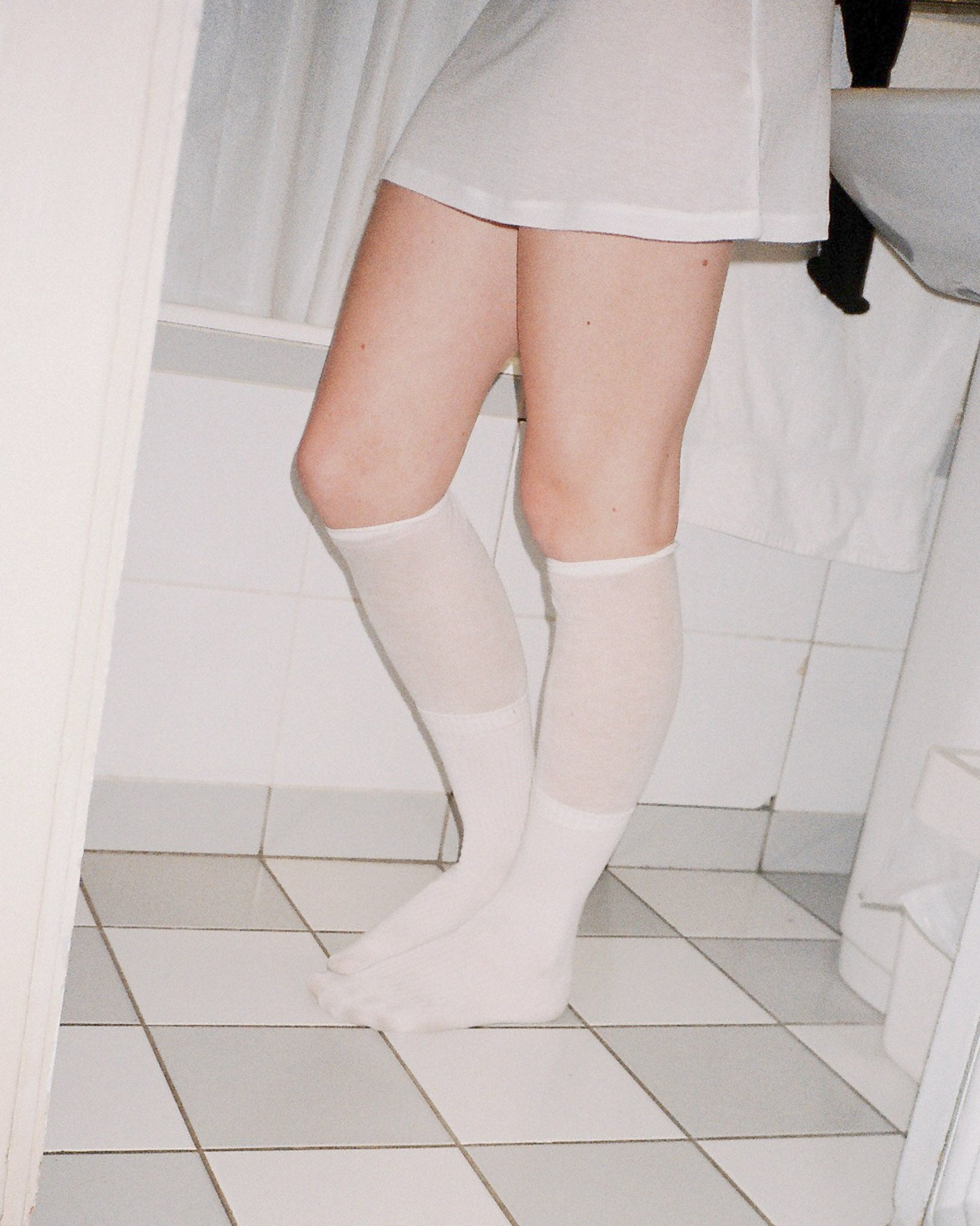 Knee Layered Socks White