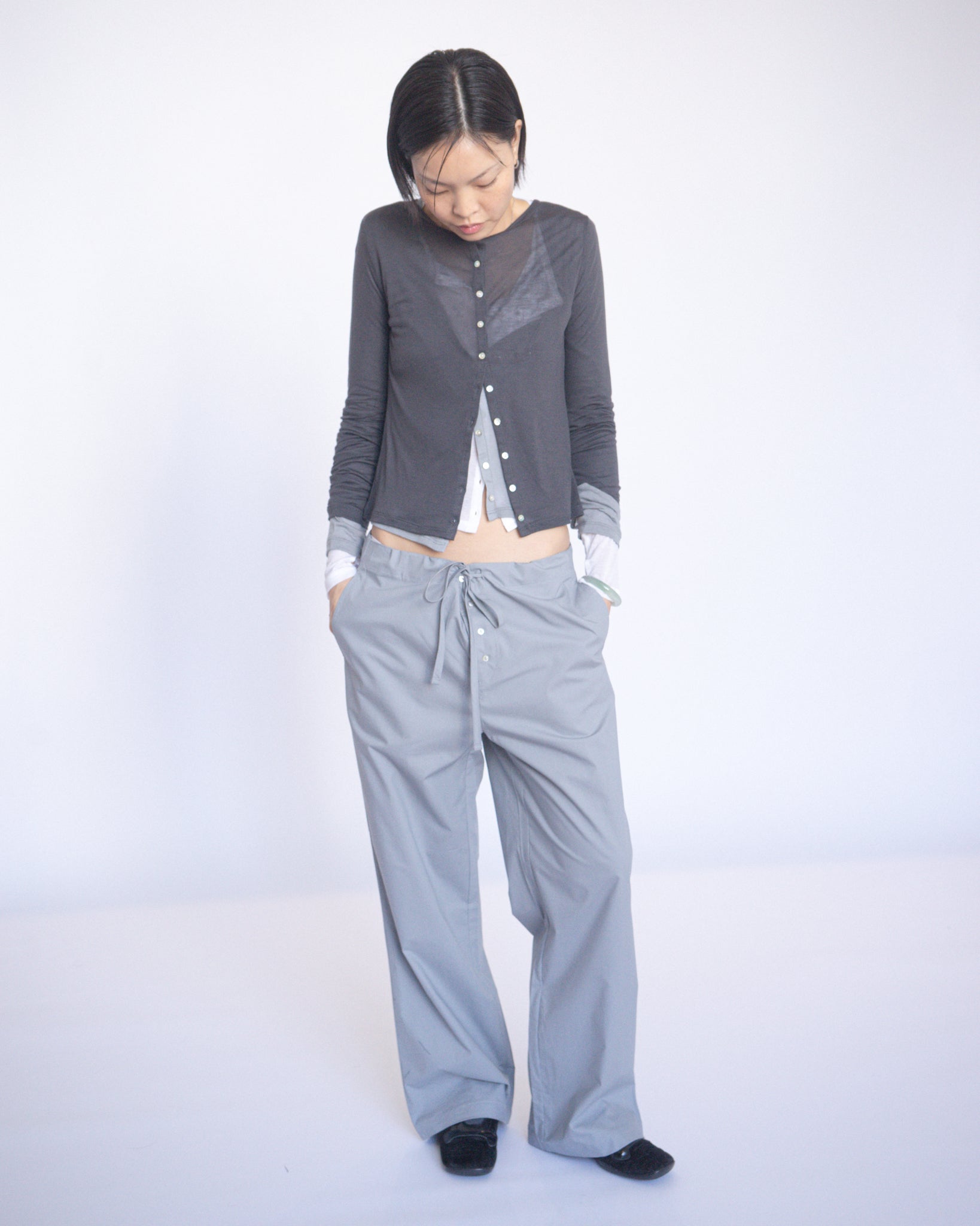 Straight Lounge Pants Silver Grey