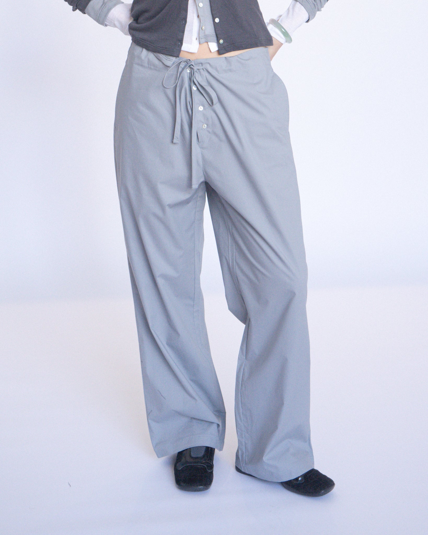 Straight Lounge Pants Silver Grey