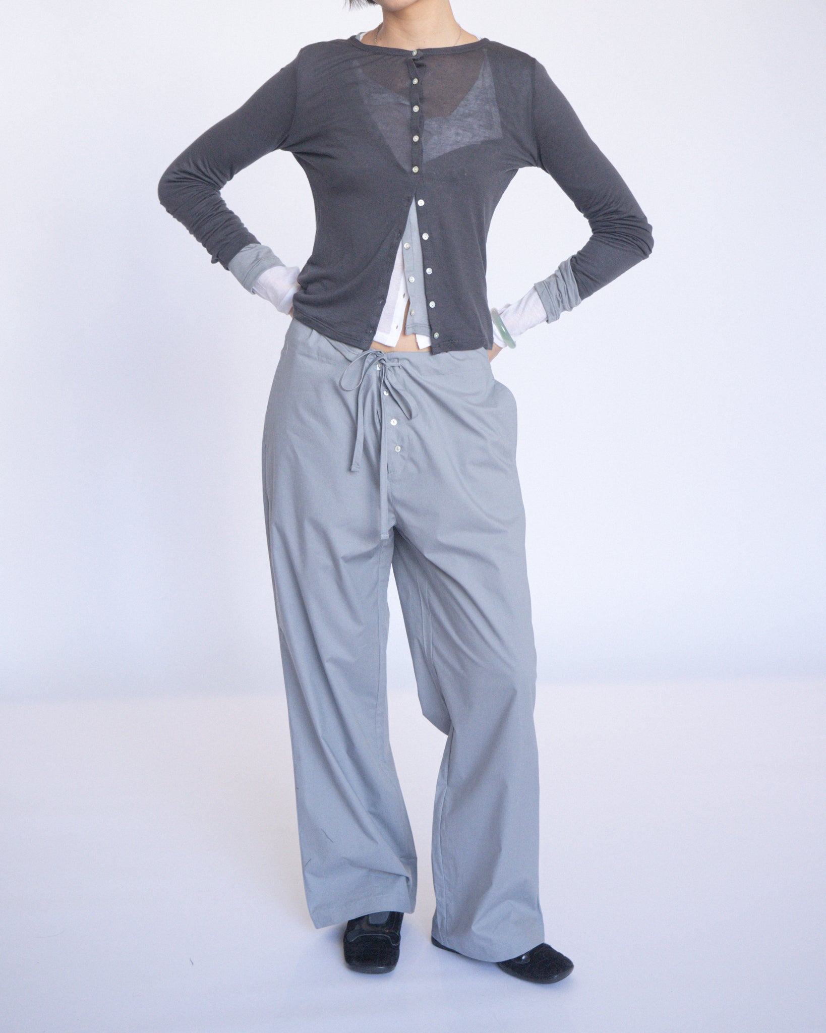 Straight Lounge Pants Silver Grey